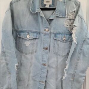 Ripped Light Blue Denim Jacket